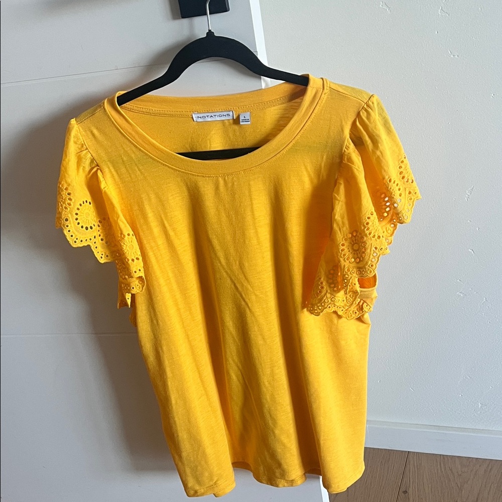 Yellow Eyelet Sleeve Top
